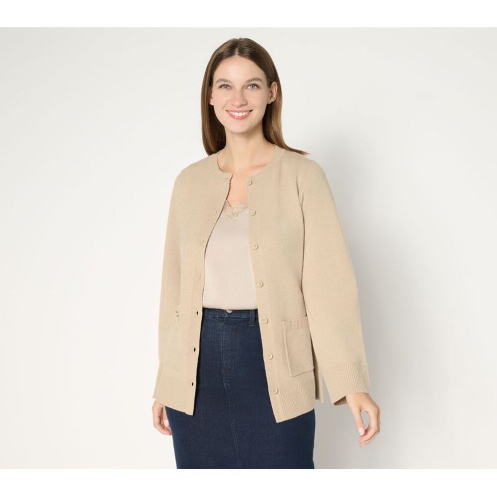 SUNNYLiFE Women's Top Sweater Sz L Button Front Long Sleeve Brown A704954